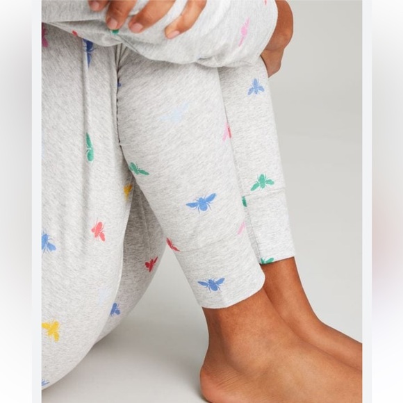 Joules Gray Dreamley Bee Print Long Sleeve & Joggers Jersey Pajama Set Sz L - Picture 3 of 16